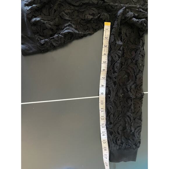 BCBGMAXAZRIA Women's Black Lace Bomber Jacket Size M Long Sleeve Zip Front - Picture 4 of 9